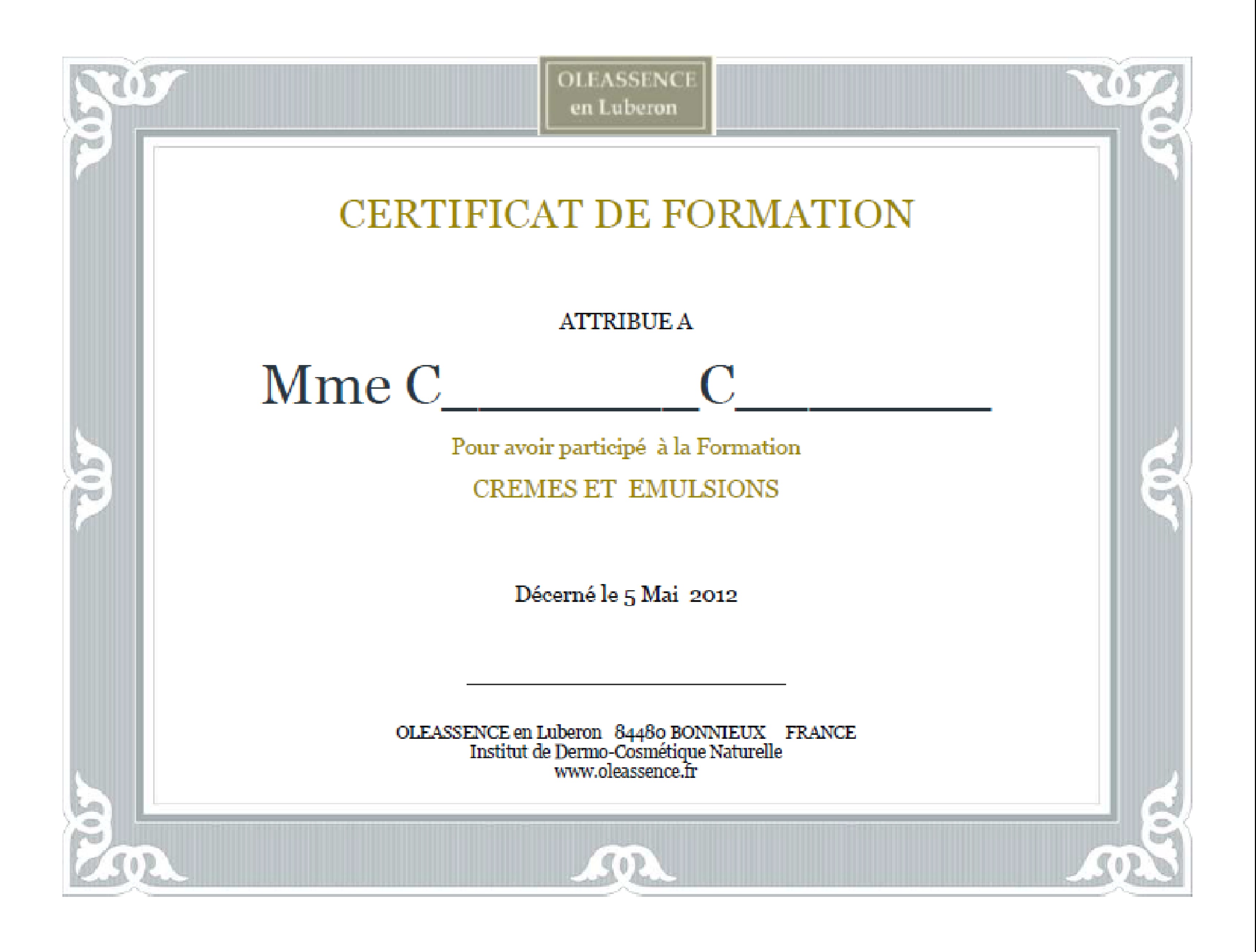 Exemple D Attestation De Formation